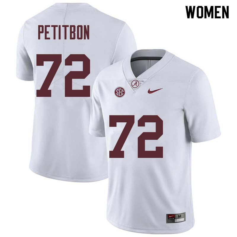 Alabama Crimson Tide Women's Richie Petitbon #72 White NCAA Nike Authentic Stitched College Football Jersey QQ16R67ND